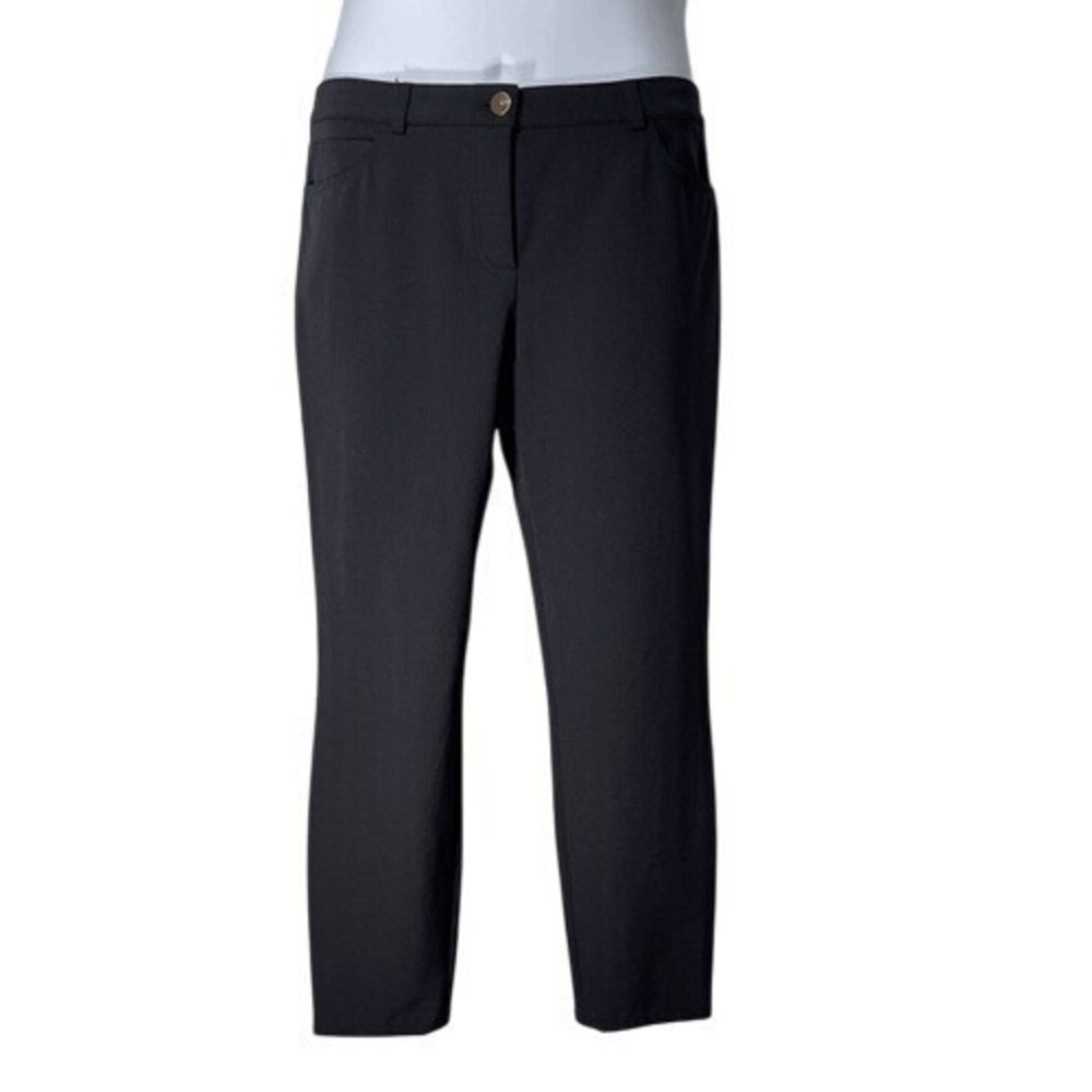 Escada‎ Black Ankle Pants Gold Button High Rise Tailored Size 8